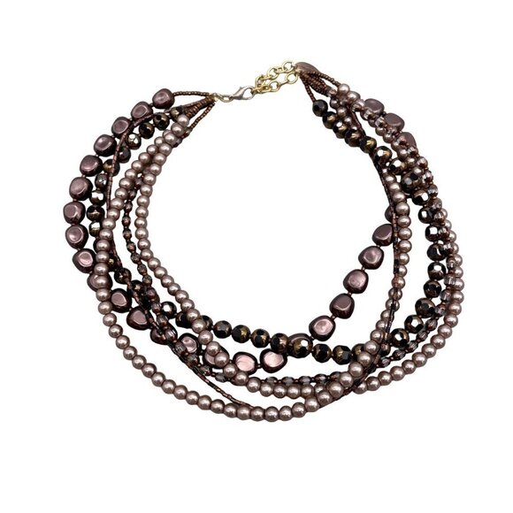 Coldwater Creek Multi strand Beaded Necklace Lobster Closure Adjustable - Picture 1 of 5